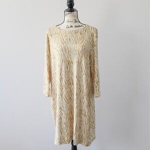 Tommy Bahama Cream and Tan Long Sleeve Dress